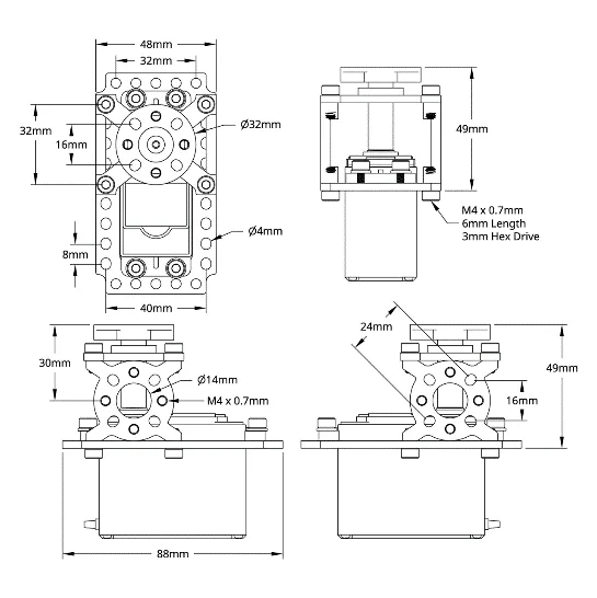 ServoBlock™ (Large Size, 25 Tooth Spline, Hub Shaft) technical drawing