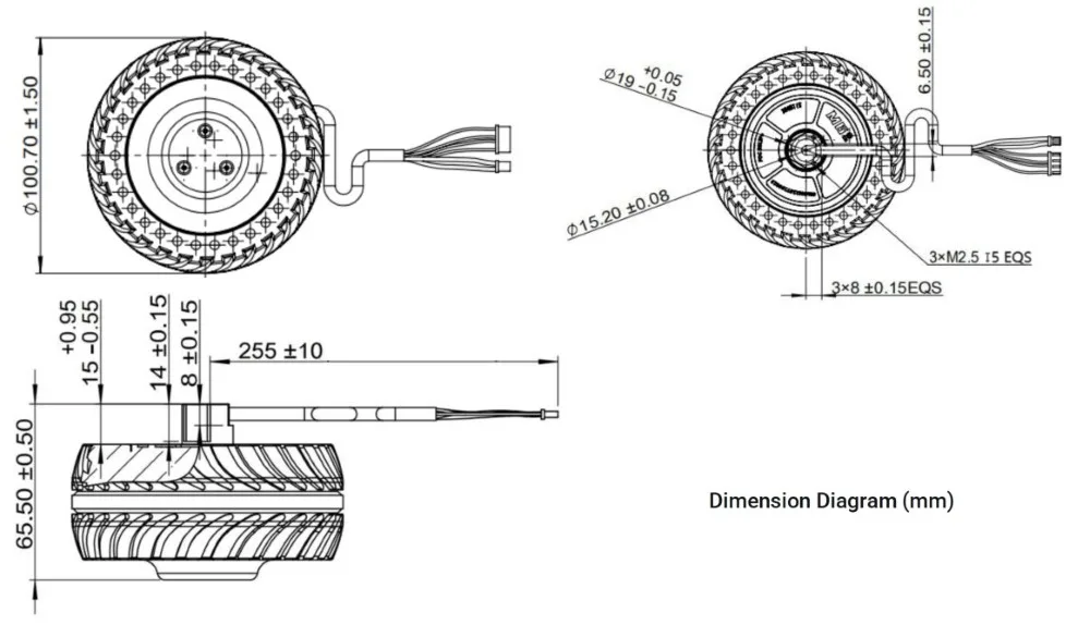 Chassis dimensions and right-hand mounting
