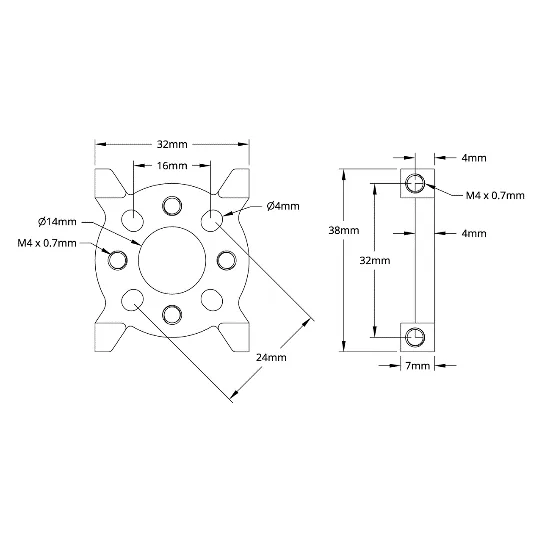 3221 Series 2-Side, 2-Post Pattern Mount (32-2) technical drawing