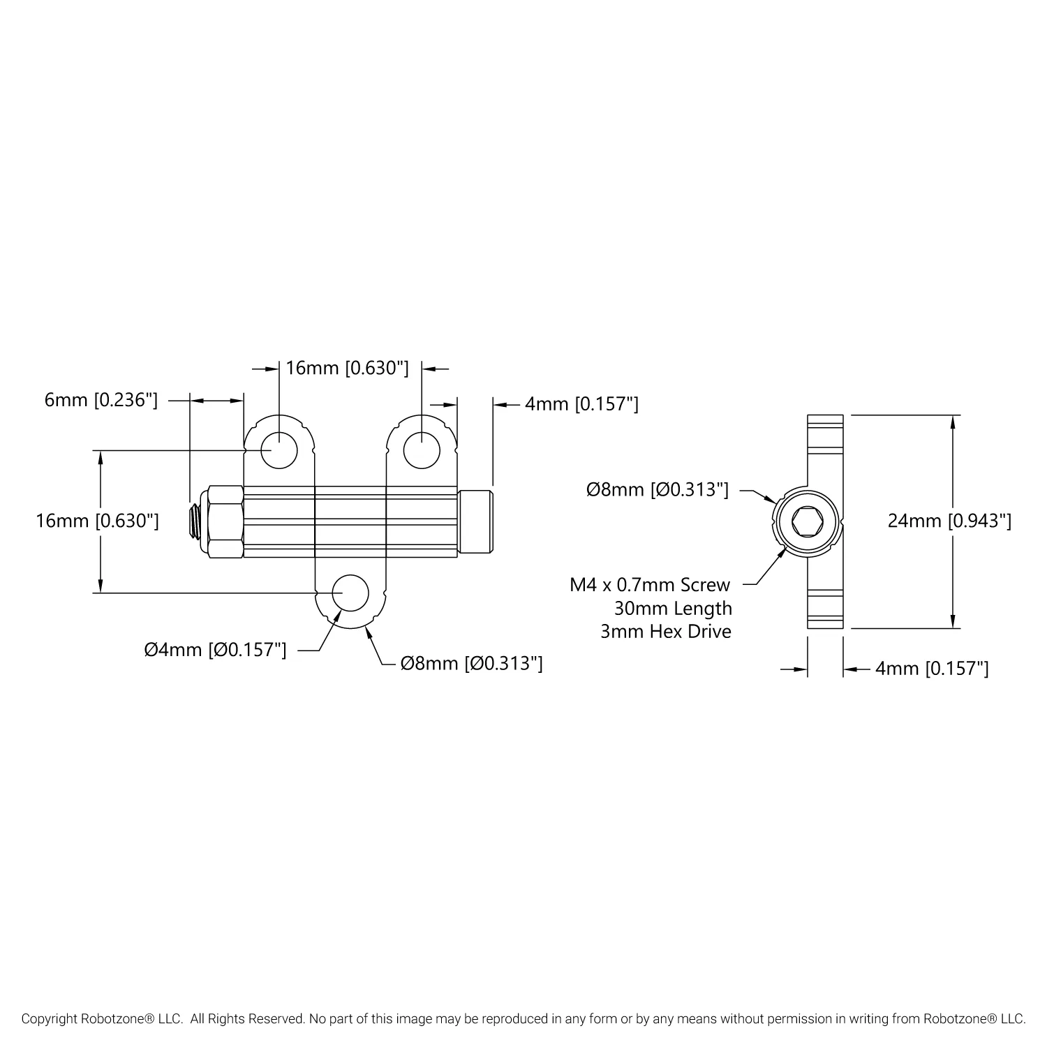 Plastic Hinge - 2 Pack technical drawing