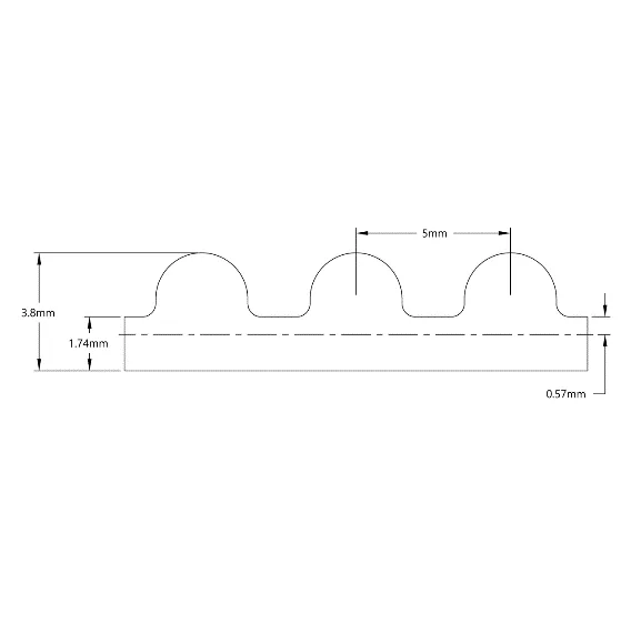 5412 Series 5mm HTD Pitch Timing Belt (9mm Width, 560mm Pitch Length, 112 Tooth) technical drawing