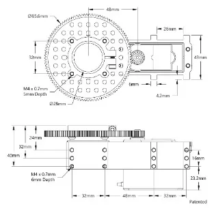 5206 Series Servo Gearbox for large Size Servos( 7:1 Ratio,no servo) technical drawing