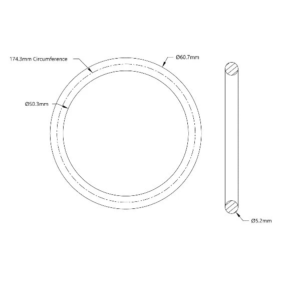 5405 Series Round Belt (5mm Cord Diameter, 174mm Circumference) technical drawing
