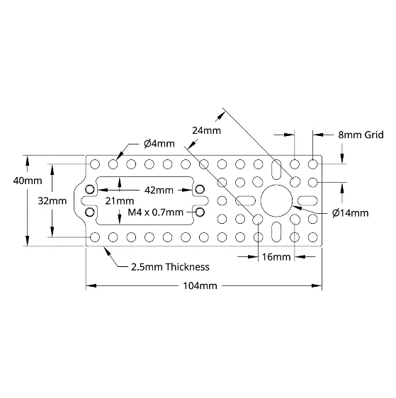 3800 Series Servo Pattern Plate (For Standard Size Servos) technical drawing