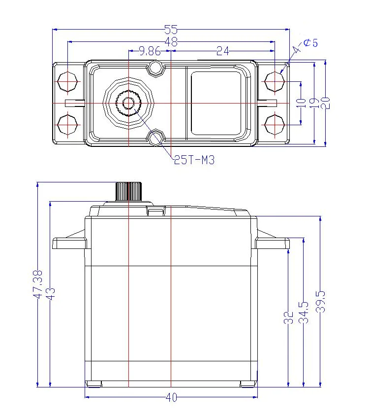 4000 Series Dual Mode Servo (25-2, Torque) technical drawing
