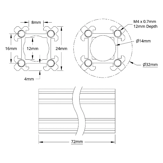 3109 Series goRUN (72mm Length) technical drawing