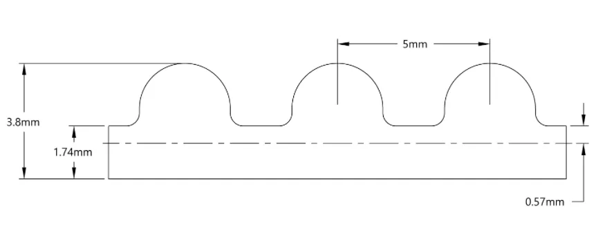 5412 Series 5mm HTD Pitch Timing Belt (9mm Width, 420mm Pitch Length, 84 Tooth) technical drawing