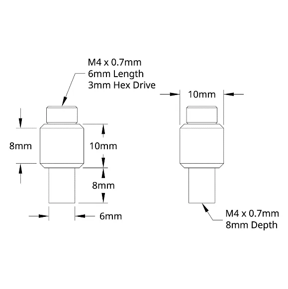 V-Wheel Standoff Kit (13mm Center Height) technical drawing