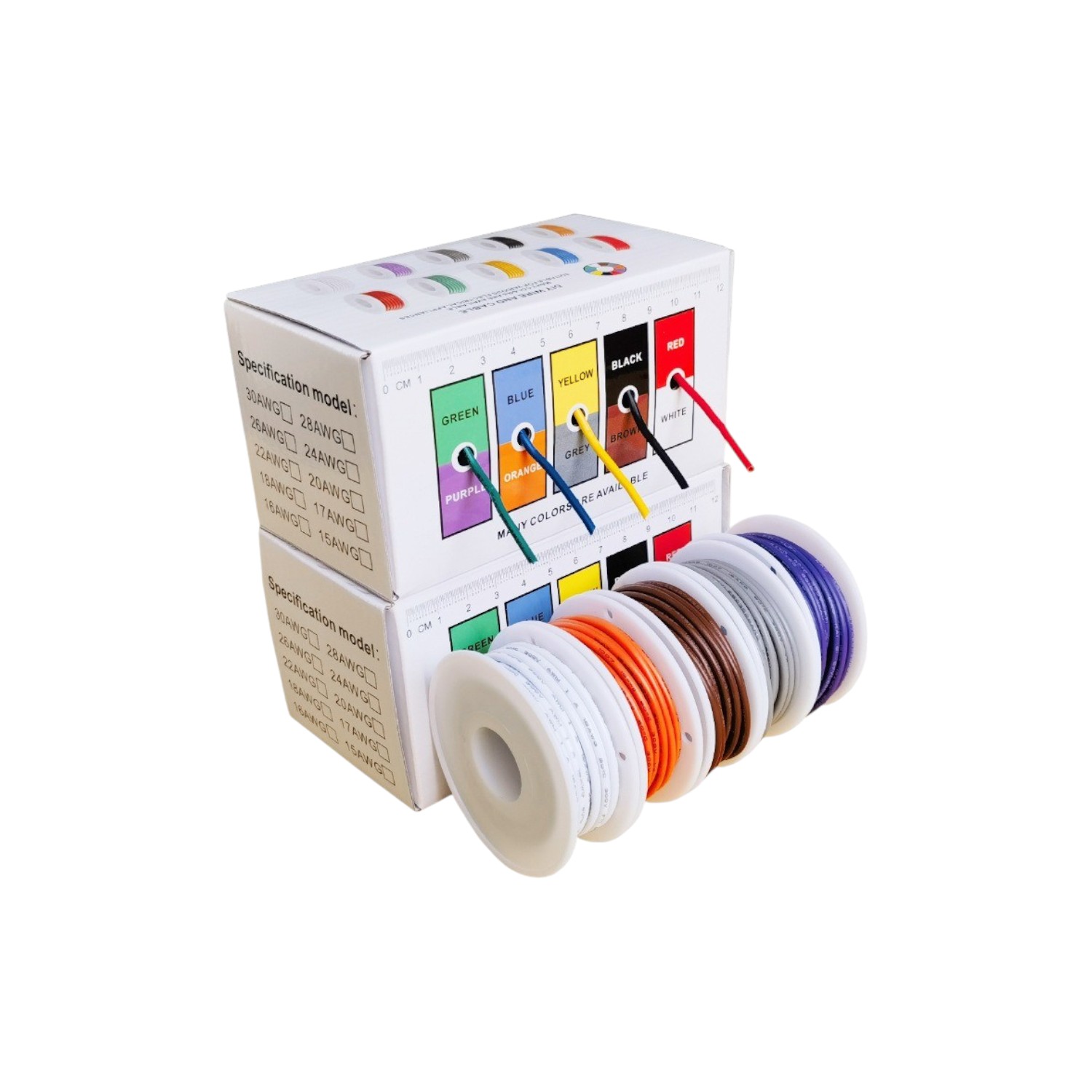 DIY Electrical Wire UL1007 Standard — 22AWG - 5 Rolls × 10m (50m)