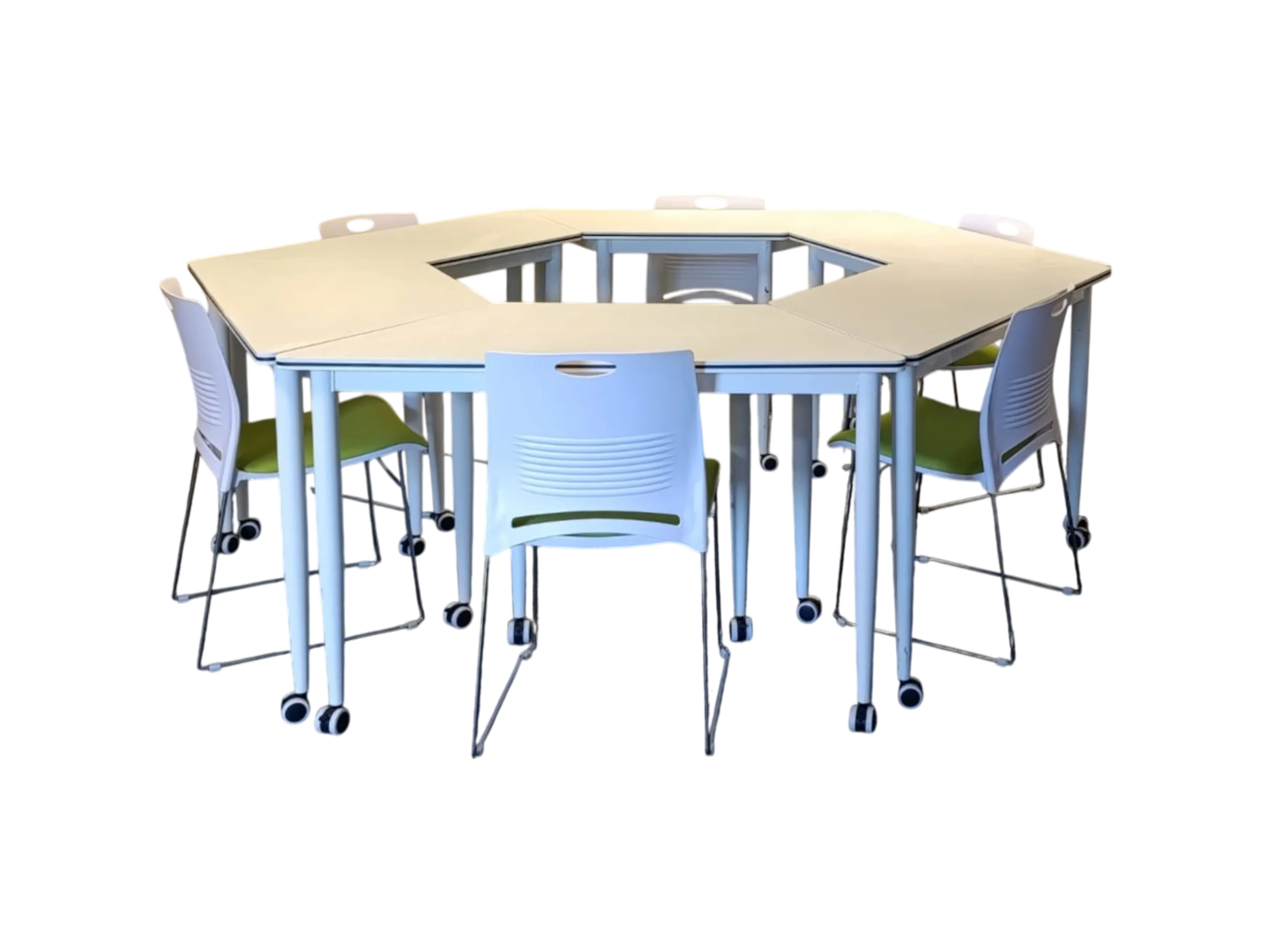 Open-Hexagon Style Classroom Desk & Chair Set