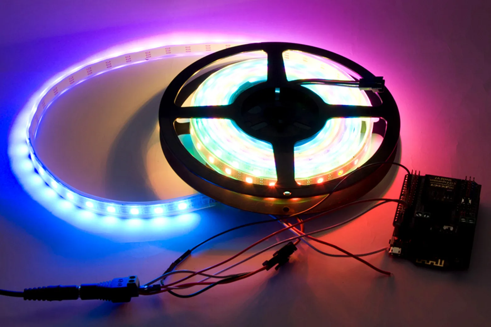 Bluetooth Controlled WS2812 RGB LED Strip Kit (3m, BLE, Audio Reactive)