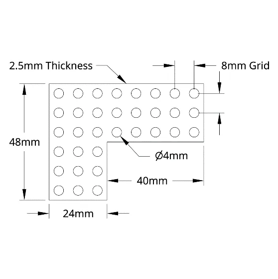 3137 Series Steel Flat Grid Bracket (1-1) technical drawing