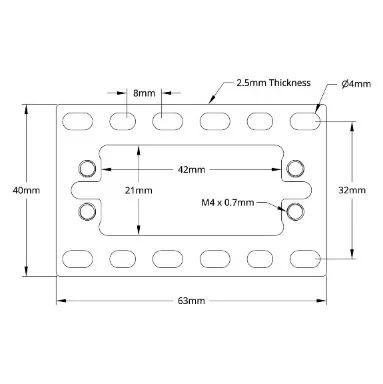 3801 Series Servo Plate (For Standard Size Servos) technical drawing