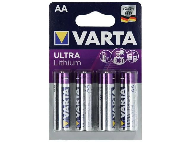 Varta 1.5V AA Ultra Lithium Batteries, 4 Pack