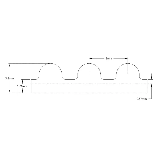 5412 Series 5mm HTD Pitch Timing Belt (9mm Width, 800mm Pitch Length, 160 Tooth) technical drawing