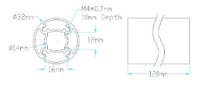 6103 Series goTUBE (120mm Length) technical drawing