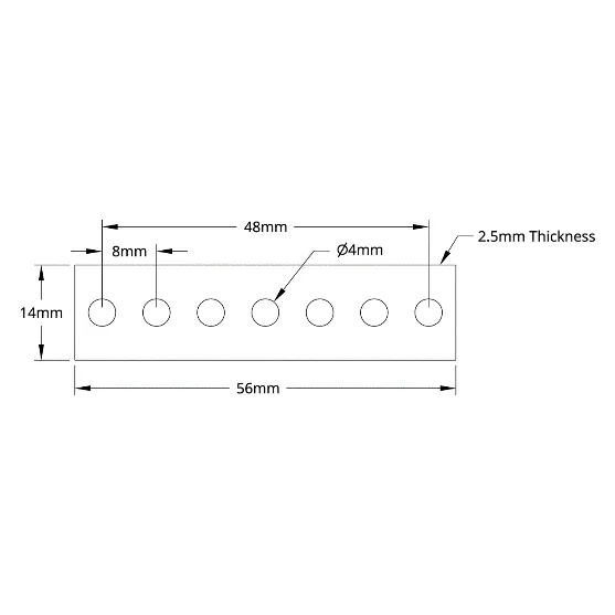 3126 Series Steel Flat Bracket (1-1) technical drawing