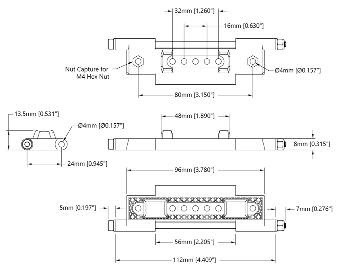 Grid-Track (24mm Pitch, 112mm Width) - 6 Pack technical drawing
