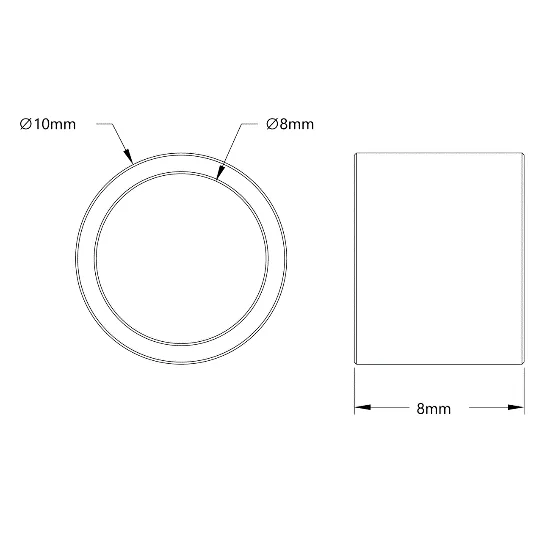 3514 Series 8mm ID Spacer (10mm OD, 8mm Length) technical drawing