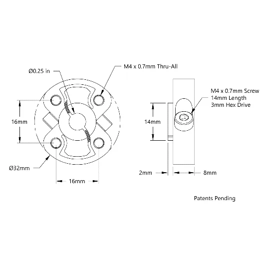 3309 Series Sonic Hub (1/4" Bore) technical drawing
