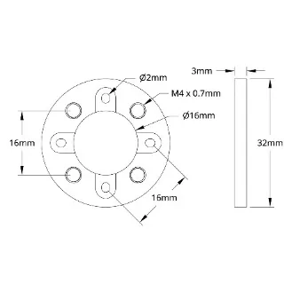 3700 Series Face Tapped Stepper Motor Mount (NEMA 8) technical drawing