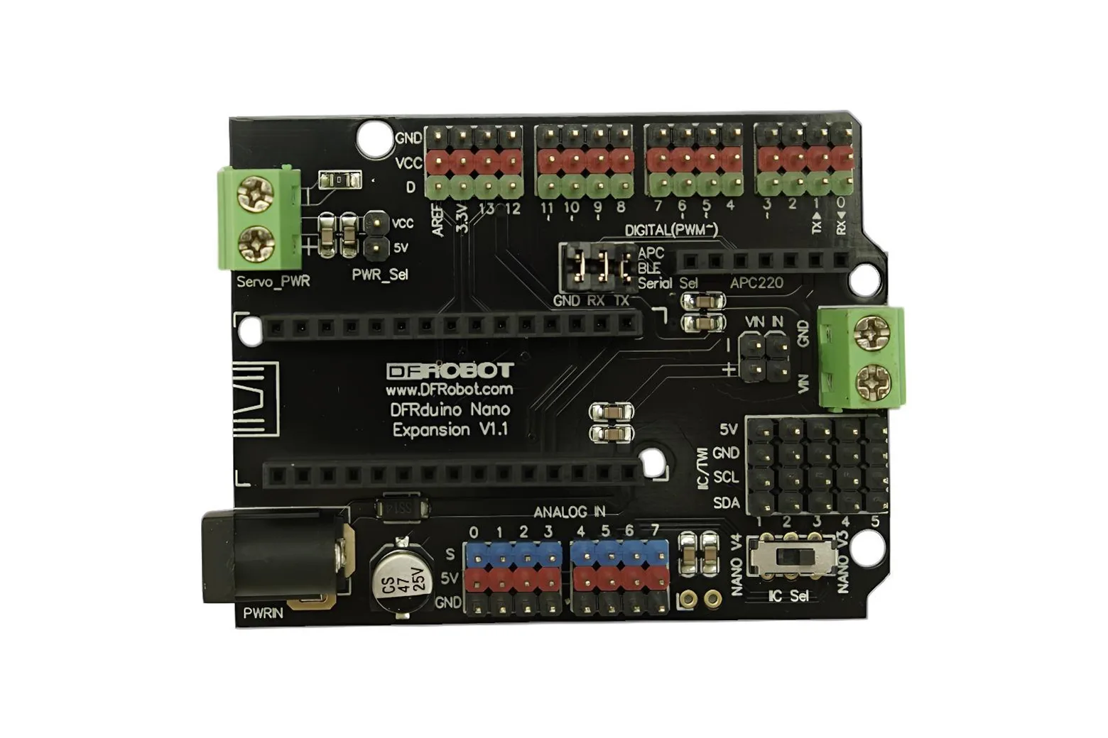 Gravity: Nano I/O Shield for Arduino Nano