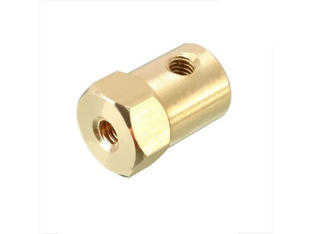 Brass Hex Motor Shaft Coupling, 3mm ID x 18mm