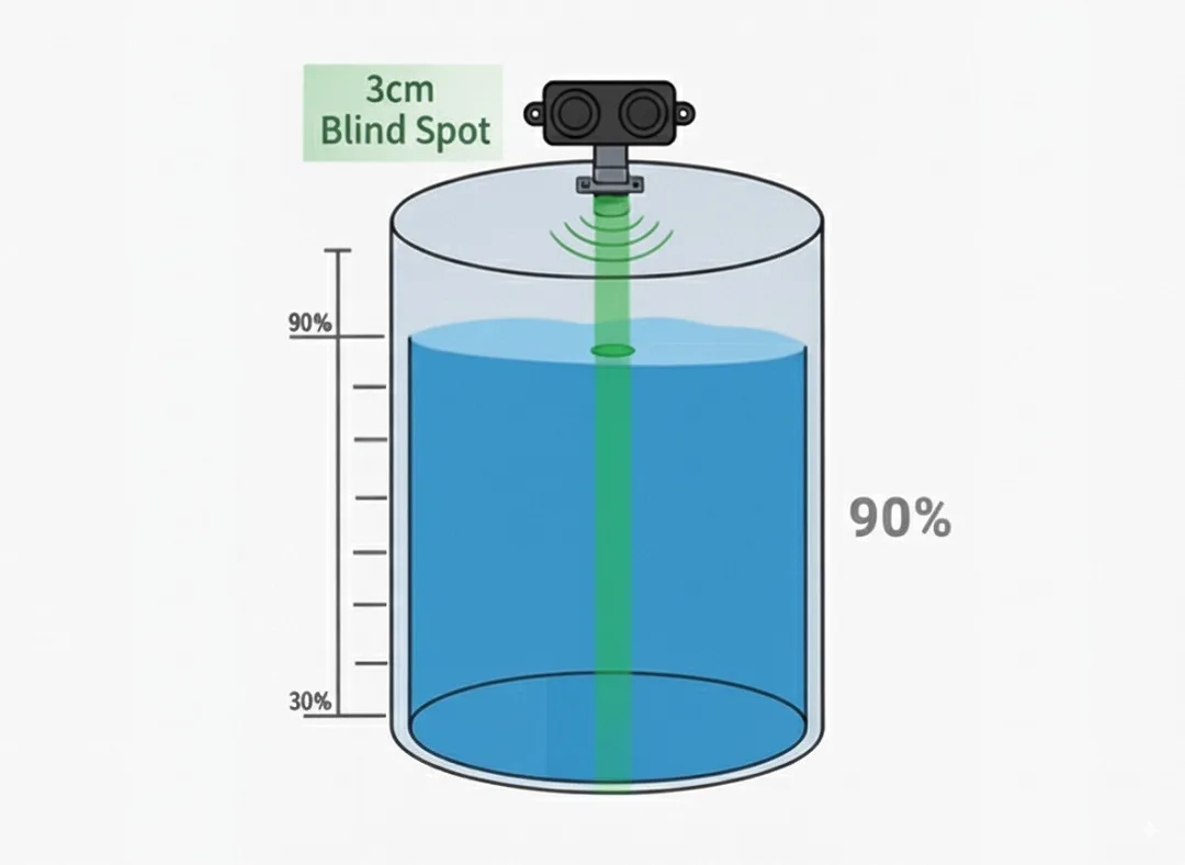 Ultra-short 3cm blind spot