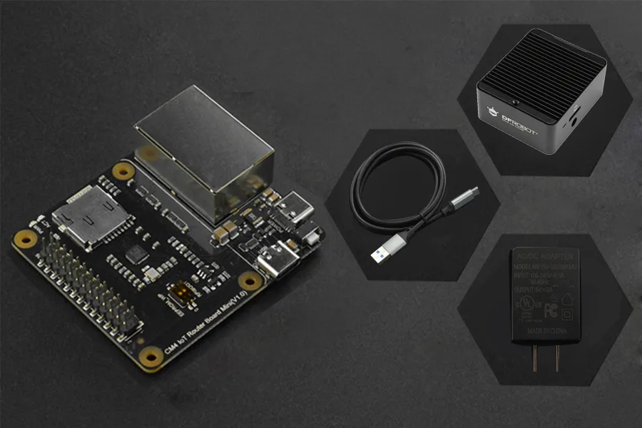 Raspberry Pi CM4 IoT Router Carrier Board Mini with Case, Power Supply and Cable (US Standard)
