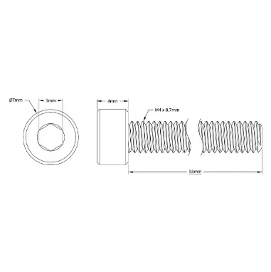 2800 Series Zinc-Plated Steel Socket Head Screw (M4 x 0.7mm, 55mm Length)