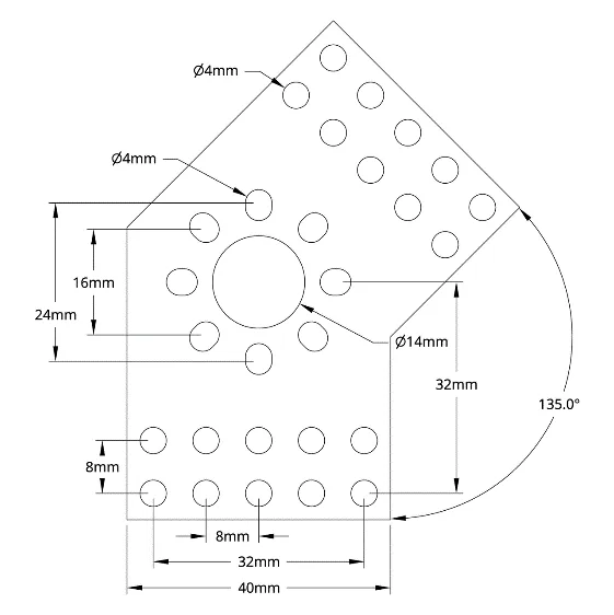 3108 Series Flat Pattern Bracket (2-1) technical drawing