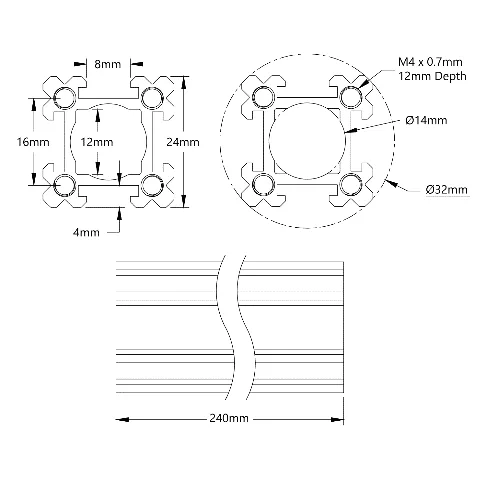 3109 Series goRUN (240mm Length) technical drawing