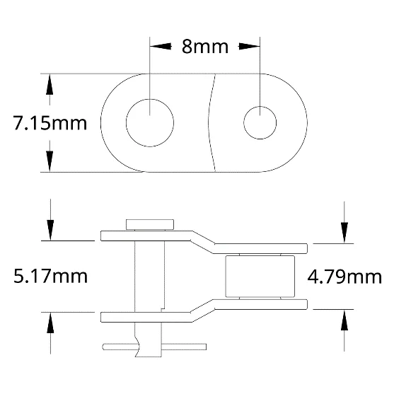 5308 Series 8mm Pitch Steel Chain Add-&-Connect Link - 6 Pack technical drawing