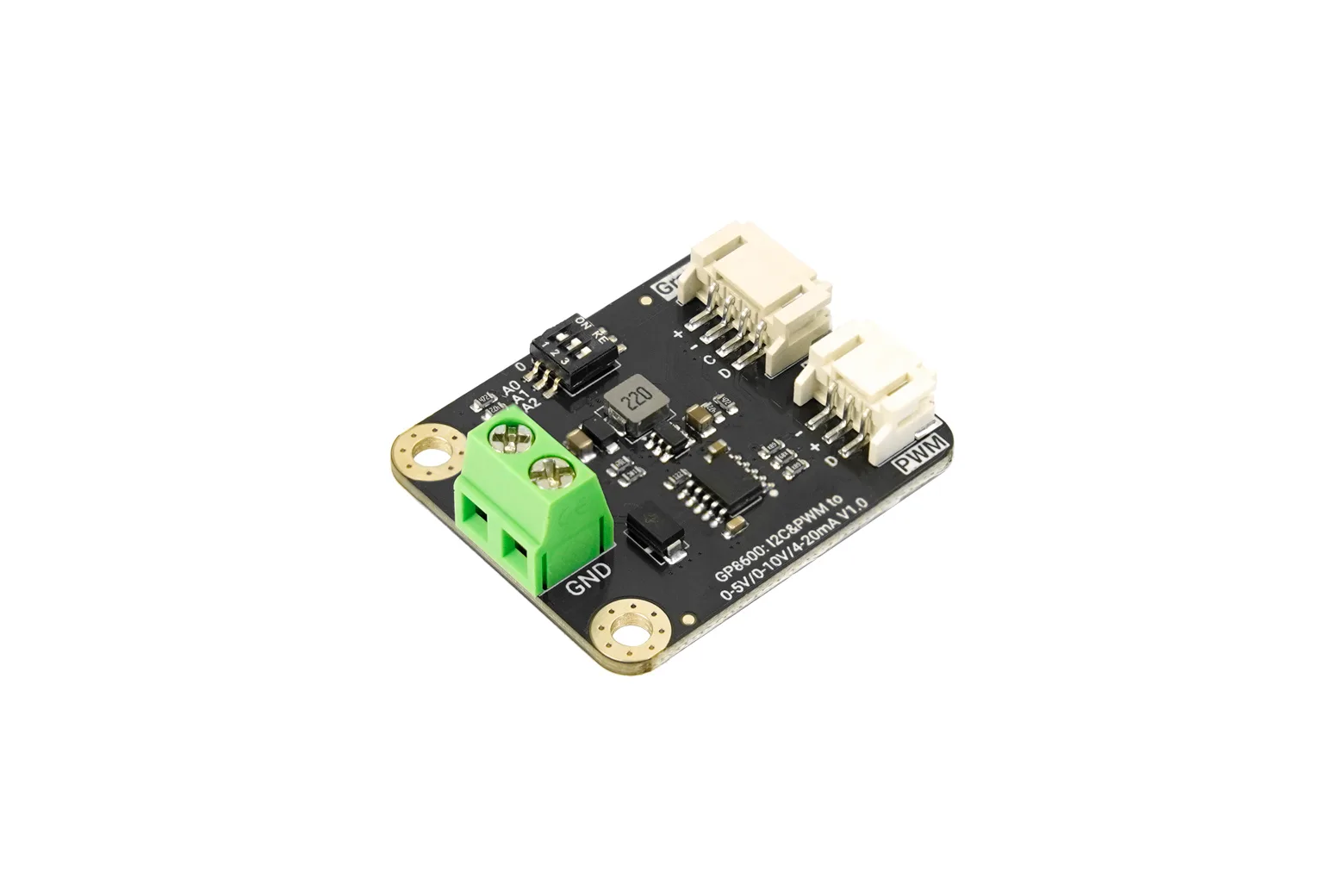Gravity: GP8600 1-Channel I2C & PWM to 0-5V / 0-10V / 4-20mA DAC Module (16-bit)