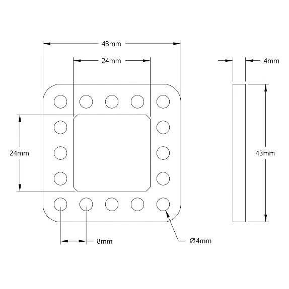 5704 Series Plastic goRAIL Slide Plate (43-1) - 2 Pack technical drawing