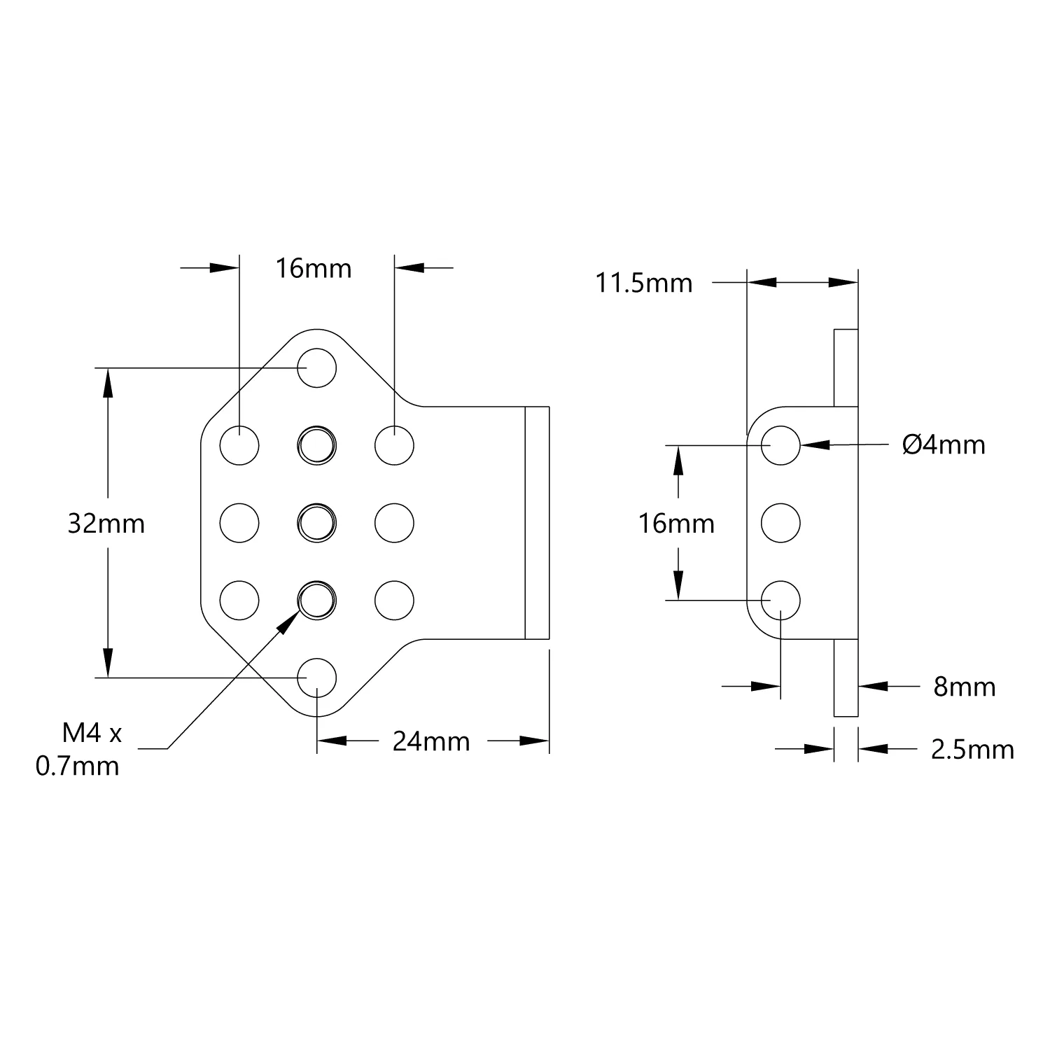 Steel Pulley Bracket for Viper-Slide (1-2) - 4 Pack technical drawing