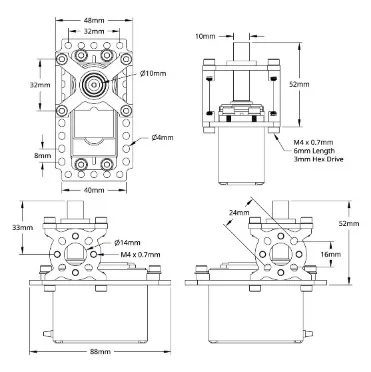 ServoBlock™ (Large Size, 24 Tooth Spline, 10mm OD Shaft) technical drawing