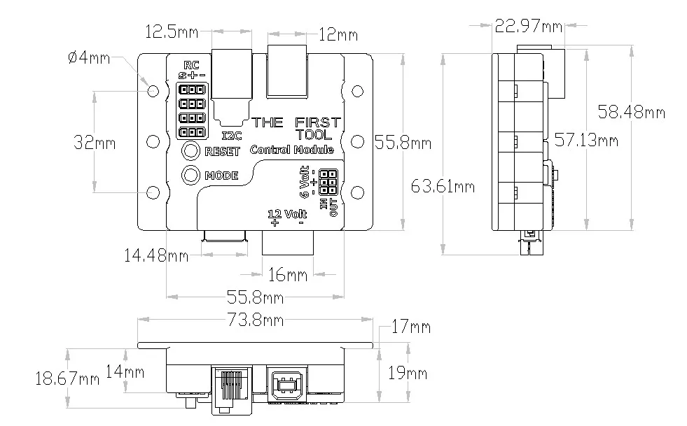 thefirsttool Tele-Op Control Module technical drawing