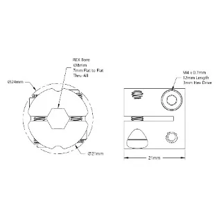 6007 Series Hyper Coupler (8mm REX Bore to 8mm REX Bore) technical drawing