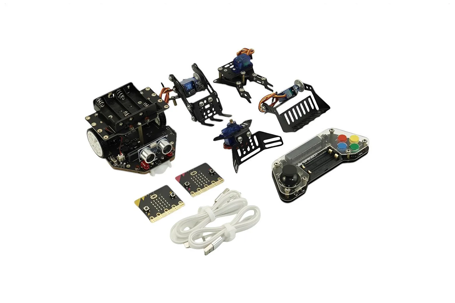 micro:Maqueen Plus V2 (Ni MH Rechargeable Battery) with Mechanic, micro:bit V2 and Gamepad