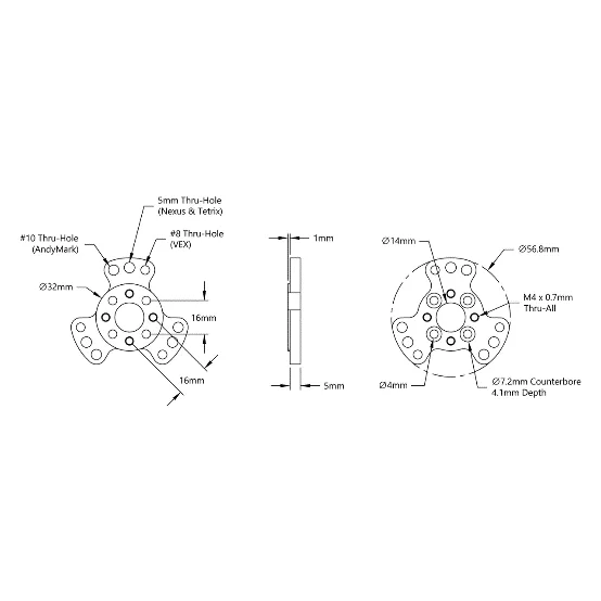 3206 Series Pattern Adaptor (16-5) technical drawing