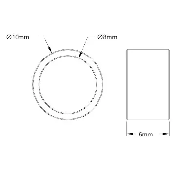 3514 Series 8mm ID Spacer (10mm OD, 6mm Length) technical drawing