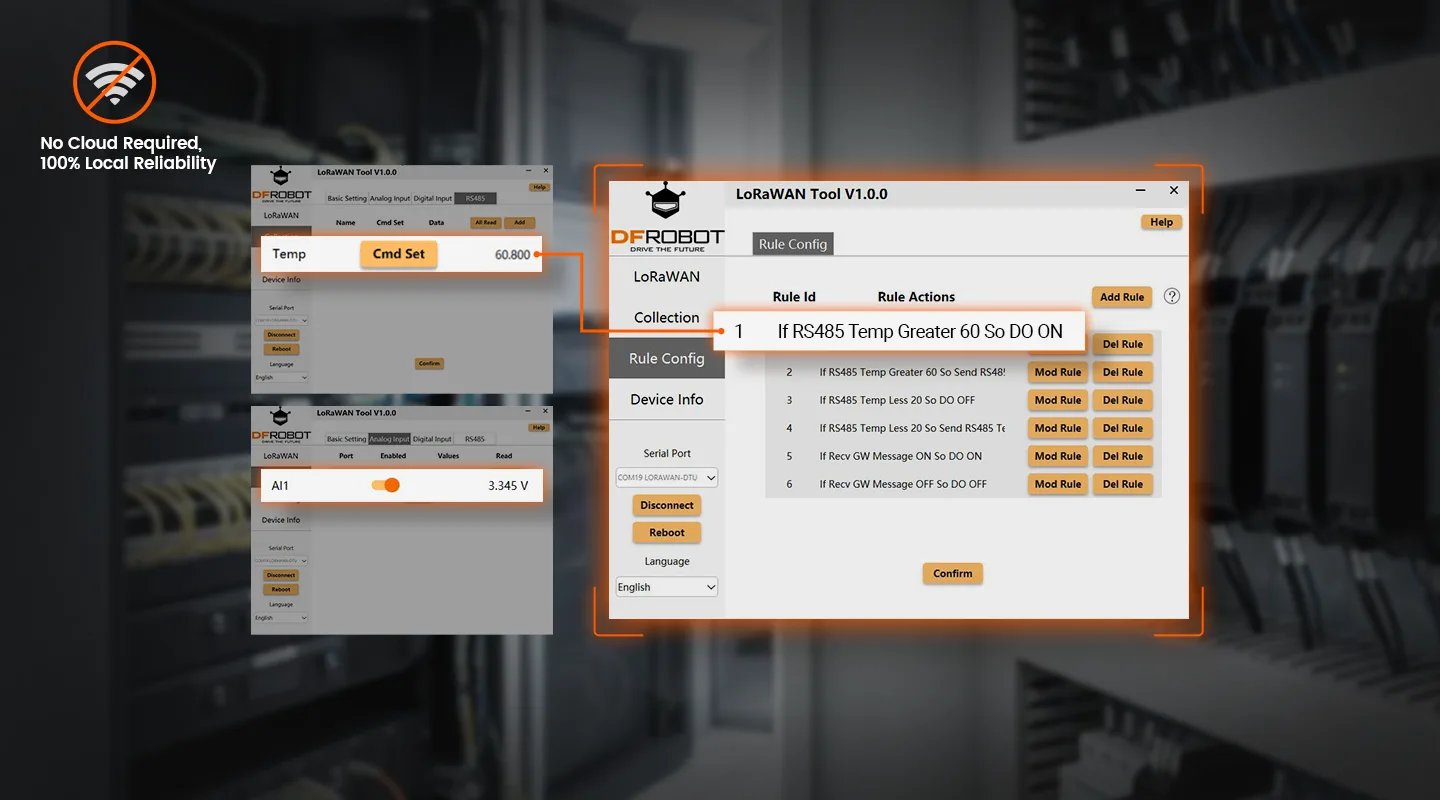Built-in local server and offline operation