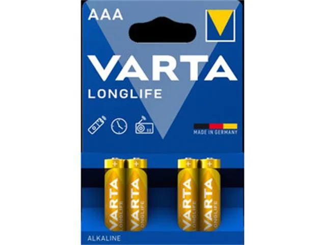 Varta 1.5V AAA Alkaline Batteries, 4 Pack