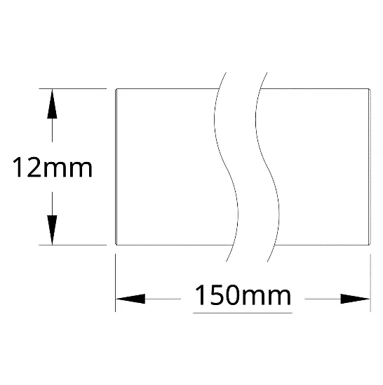 4100 Series Stainless Steel Round Shaft (12mm Diameter, 150mm Length) technical drawing