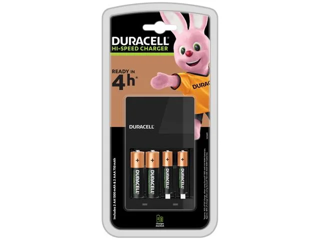 Duracell CEF14 AA and AAA Battery Charger with 4 Batteries