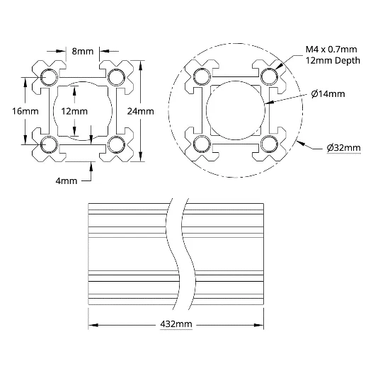 3109 Series goRUN (432mm Length) technical drawing