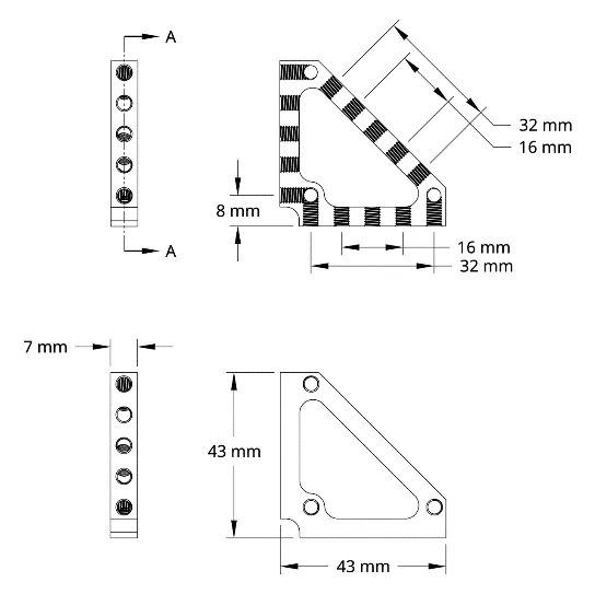 3204 Series Gusseted Angle Mount (2-1) technical drawing