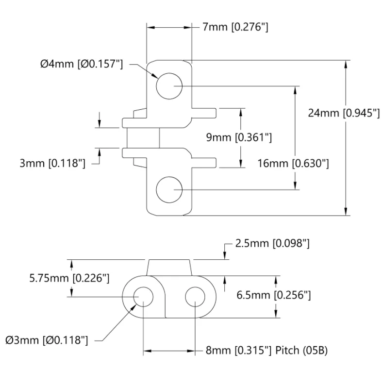 5313 Series 8mm Pitch Grid-Chain (50 Pack) technical drawing