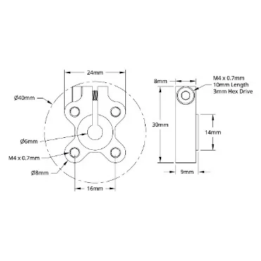 3301 Series Clamping Hub (6mm Bore) technical drawing